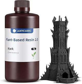 3D Printer Resin with Low Odor and Safety, 405nm UV Plant-Based Rapid Resin 2.0 with High Precision and Quick Curing for LCD 3D Printing (Black, 1000g)
