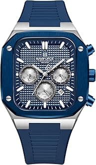 NAVIFORCE Waterproof Chronograph Sport Watch for Men, with Auto Date Women Quartz Wrist Watches, Colorful Silicone Band