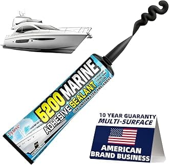 [Black] 3oz Marine Adhesive Sealant 5200 Fast Cure - Permanent, Watertight Bonding and Sealing - UV Resistant, Above & Below Waterline- for Boats, Hulls, Decks & RVs,Pond Sealant