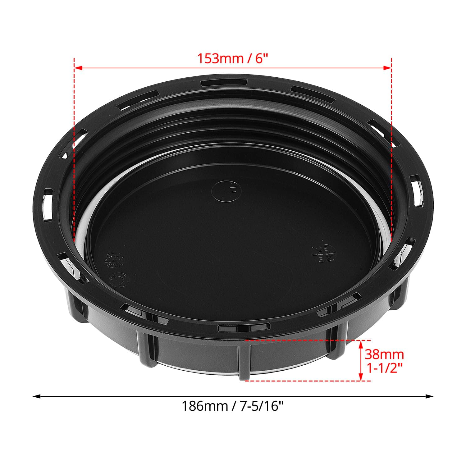 QWORK 6" Solid Cap W/Gasket for Mauser IBC Tote, IBC Tote Water Tank Cover, 2 Pack Leak-Proof Design Plastic IBC Tank Adapter Storage Cap for Chemical Food and Industrial Storage, Black