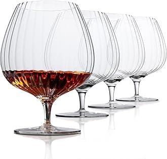 Whiskey Bourbon Brandy Crystal Glasses Snifter Set of 4-100% Lead-Free Crystal for Spirits, Whiskey, Scotch, and Cognac – Perfect for Home Bars & Gift Sets – 20oz (570ml) (Set of 4)