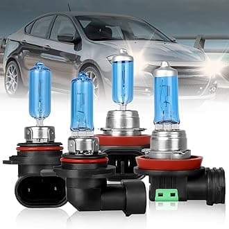 NSDXCT Fit For Dodge Dart 2013-2015 High Performance Headlight Bulbs, 9012 HIR2 High Low Beam And H11 Fog Light Bulbs, Super Bright 5000K Front Light Car Replacement Bulb, 4PCS