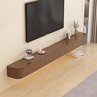 Modern Wall Mounted Floating TV Stand, Entertainment Unit, TV Console with Doors Drawers for Living Room, Bedroom (Walnut, 260CM)