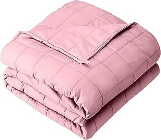 Bare Home Weighted Blanket Queen Size 17lbs (60" x 80") for Adults - All-Natural 100% Cotton - Premium Heavy Blanket Nontoxic Glass Beads (Cotton Light Pink, 60"x80")