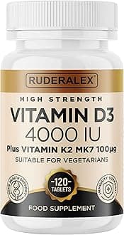 Vitamin D3 K2 High Strength 120 Tablets, Vitamin D3 4000 IU and K2 (MK7) 100mcg, Vegetarian