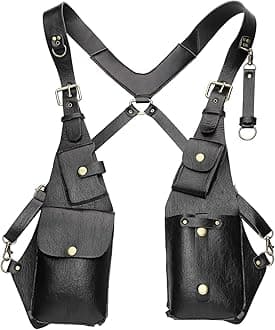 CHICTRYMen's PU Leather Suspenders Vintage Adjustable Suspender Belt with 2 Swivel Hooks Groomsmen Costume Accessories