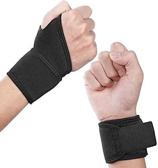 URAQT Wrist Support, 2 Pack Adjustable Wrist Strap for Men Women, Carpal Tunnel Compression Wrist Wraps for Tendonitis Pain Relief, Sports Protecting, Injury Recovery, Wrist Brace for Right&Left Hand