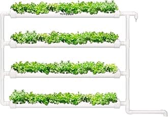 VIVOSUN Wall-Mounted Hydroponic Grow Kit, 1 Layers 36 Plant Sites 4 PVC Pipes Hydroponics Growing System with Water Pump, Pump Timer, Nest Basket and Sponge for Leafy Vegetables