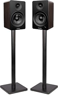 Ai61 Powered 2-Way 2.0 Stereo Bookshelf Speakers with Speaker Stands 6.5" Drivers 120W Amplifier for Turntable Bluetooth 5 Wireless Music Streaming - RCA Optical USB & Sub Out (Natural Walnut)