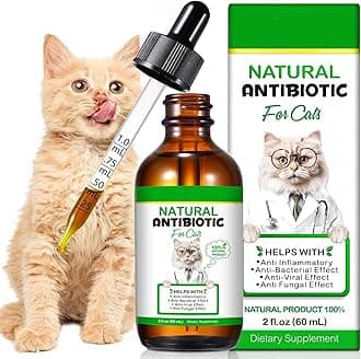 Cat Antibiotics for Infection, Natural Antibiotics for Cats, Cat Multivitamins Liquid, Cat Antibiotic Supports Immune and Cats Allergy Itch Relief, Pet Antibiotics Supplements, Chicken Flavor, 2 Fl Oz