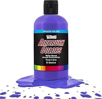 U.S. Art Supply Ready to Spray Saffire Blue Opaque Airbrush Paint - 8oz Bottle, Professional Grade Non-Toxic Water-Based Colors for Vibrant & Permanent Results