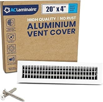 [20 x 4 Duct Hole] Vent Cover. Aluminum Single Deflection Adjustable Air Supply Sidewall or Ceiling Grille Register with Multi-Shutter Parallel Blade Damper. Blades are Movable [21.6 x 5.6"Face]