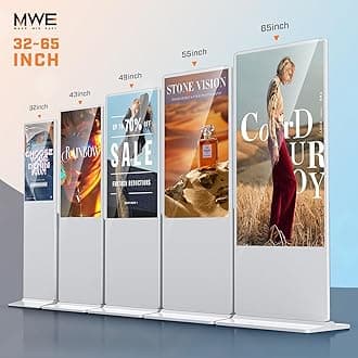 MWE 49 Inch Indoor Floor Standing Digital Signage Advertising Display Kiosk LCD Screen Commercial Totem Android System Vertical Poster with Auto Media Player-White