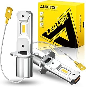 AUXITO H3 LED Bulb Yellow 3000K, 16,000LM 600% Super Brighter, 10 Years Lifespan, 1:1 Size Plug-n-Play, 100% Perfect Installation, H3 LED Fog Lighr Bulb for Fog Lamp, DRL, Canbus Ready, Pack of 2