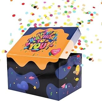 OFFCUP DIY Explosion Surprise Box, Explosion Confetti Gift Box, Gift Box with Confetti Surprise Box for Birthday Valentines Wedding Anniversary Congratulations for Man Woman Boy Girls Friends (C)