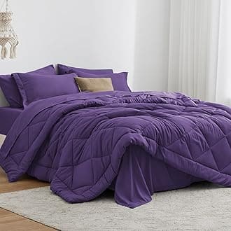Love's cabin Full Comforter Set Purple, 7 Pieces Full Bed in a Bag, All Season Bedding Sets with 1 Comforter, 1 Flat Sheet, 1 Fitted Sheet, 2 Pillowcase and 2 Pillow Sham