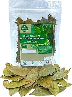 Yerbero - Hoja De Guanabana Entera (.75 oz - 22gr) Whole Dried Graviola Soursop Leaves, 100% Natural Delicious| 20+ Servings | From Mexico | Premium Wildcrafted Quality.