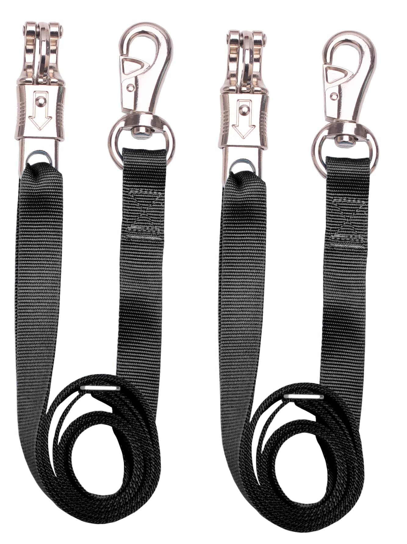 Loaged Adjustable Nylon Cross Tie (2 Pack)- with Panic Snap and Bull Snap - Adjusts from 44.5" to 78.3" (Black)