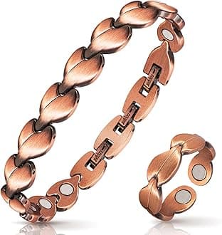 Copper Bracelets for Women Magnetic Lymph Detox Bracelet with Heart-Shaped Lymphatic Drainage Ring 3500 Gauss Magnets Jewelry Gift