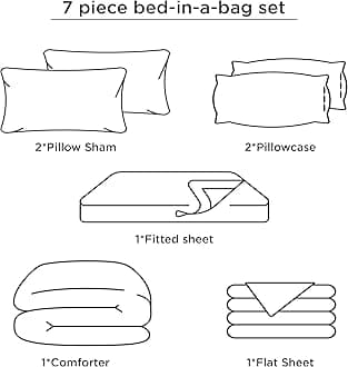 Bedsure Full Comforter Set 7 Pieces, Purple Striped Bedding Set for All Seasons, Reversible, Cationic Dyeing Bed in a Bag with Comforter, Sheets, Pillowcases & Shams