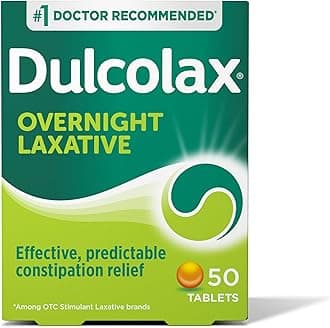 Dulcolax Stimulant Laxative Tablets, Predictable & Effective Constipation Relief, Relieves Straining & Bloating, Bisacodyl 5 mg, 50 Count