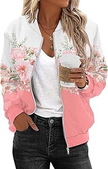 ZeagooWomen's Bomber Jacket Casual Coat Zip Up Outerwear Windbreaker with Pockets S-XXL