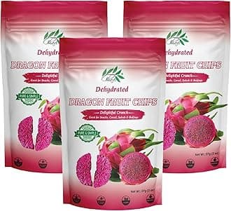 CHAVI Dragon Fruit Chips - Pack of 3 x 2 Oz - Healthy 1 Ingredient Superfood Snack - No Added Sugars or Preservatives - Non-GMO, Vegan, Gluten-Free (Pack of 3)…