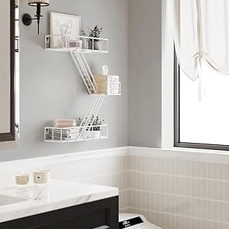 Fire Escape Wall Shelf with Baskets, 3-Tier Metal Fire Escape Ladder Shelf Wall Organizer, New York Inspired Decorative Shelf, White Floating Action Figurine Display Shelves for Bedroom, Home Décor.…