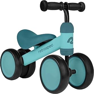 Retrospec Cricket Baby Walker Balance Bike with 4 Wheels for Ages 12-24 months - Toddler Bicycle Toy for 1 Year Old’s - Ride On Toys for Boys and Girls - One Size Balance Bike