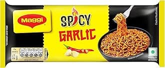 MAGGI 2-Minute Spicy Garlic Noodles, Easy To Cook Instant Noodles, Tasty Twist Of Spicy & Garlic, 248g, Medium