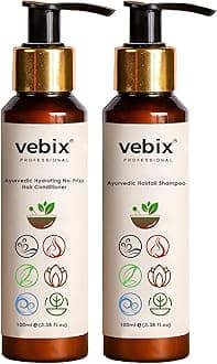 VebixProfessional Customized HairFall Control Regimen All Hair-Ayurvedic 2 Product Kit- Anti Hairfall Shampoo & Hair Keratin Conditioner -200ml (All Hair Types)