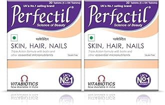 Perfectil Multivitamin Supplements For Hair, Skin And Nails For Men & Women,Packed With Biotin And Grape Seed Extract For Radiant And Younger-Looking Skin, Stronger Nails, 30 Tablets (Pack Of 2)