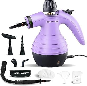 Multi-Purpose Handheld Pressurized Steam Cleaner with 9-Piece Accessories, Handheld Steamer Perfect for Stain Removal, Curtains, Car Seats, Floor, Bathroom, Window Cleaning (Purple)