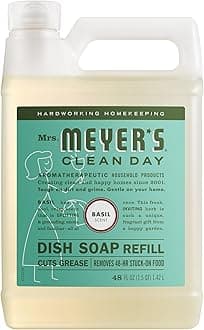 MRS. MEYER'S CLEAN DAY Liquid Dish Soap Refill, Basil, 48 fl. oz