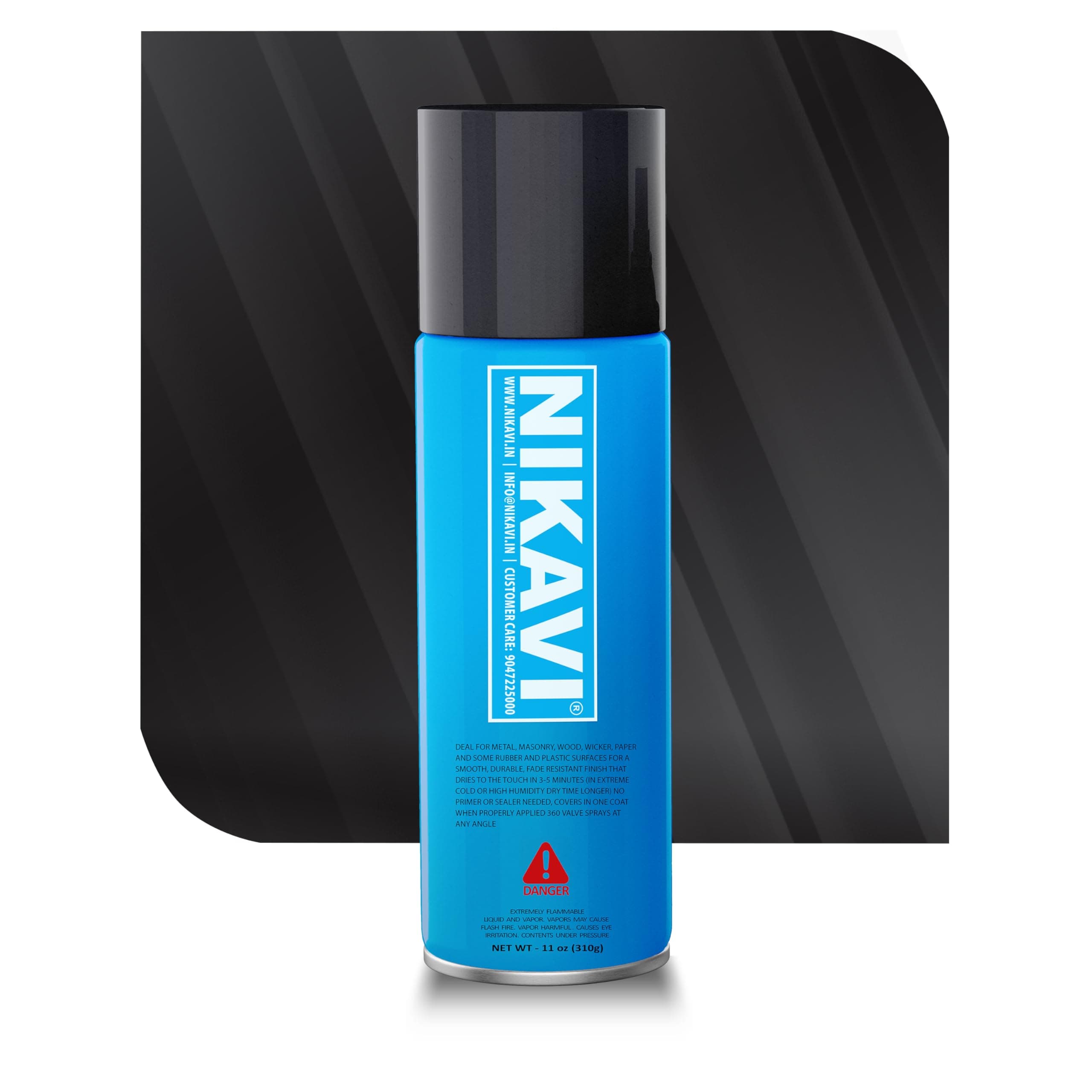 NIKAVI SP1 Automotive Rust Paint | Gloss Black Spray Can | Multi-Surface DIY Spray Paint | Quick Drying Finish for Bikes, Cars, Metal, Wooden Furniture, Plastic & Walls - 400ML - Gloss Black