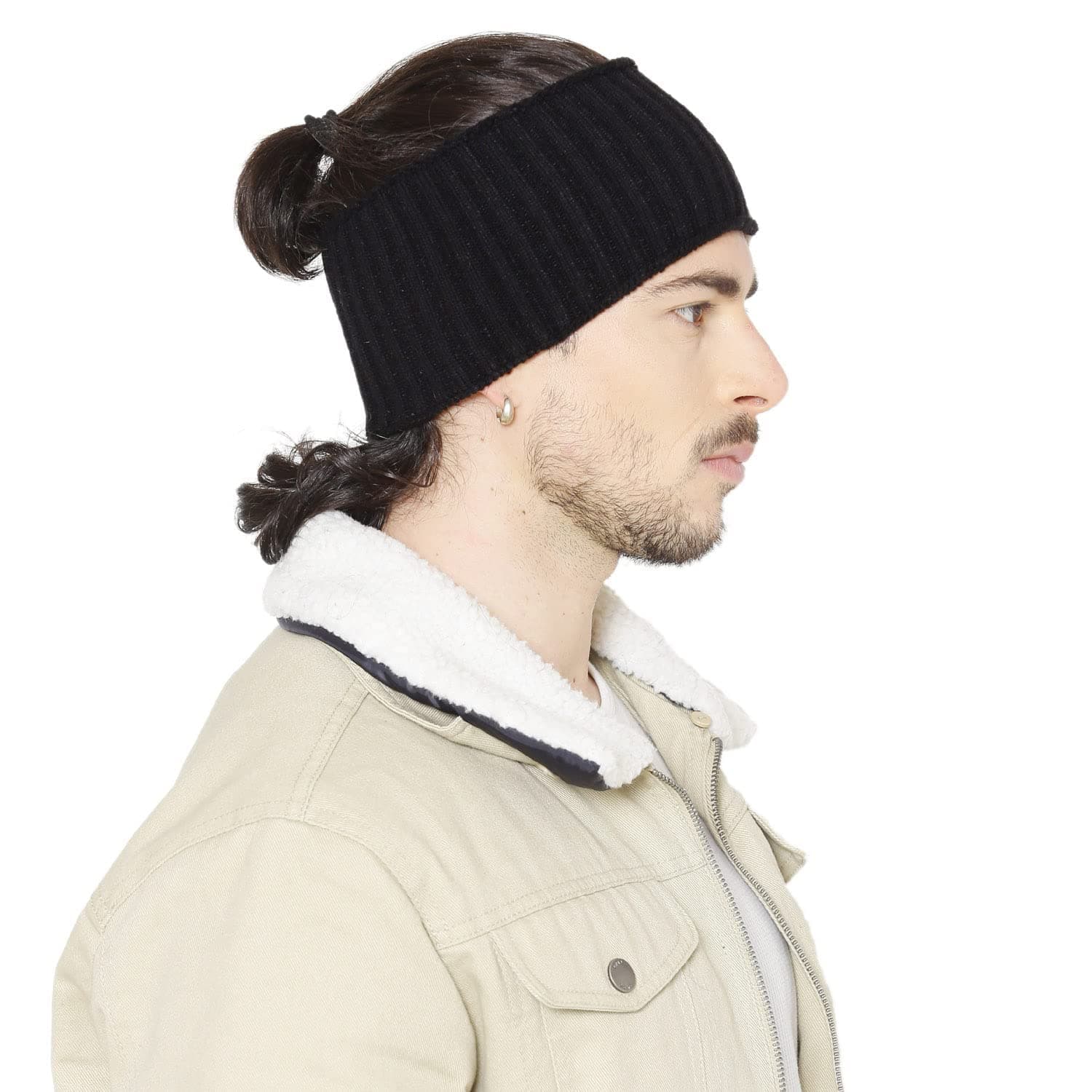 Self Pattern Winter Woolen Beanie Cap For Men