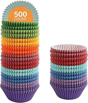 GUSTO [500 Count] Standard Colorful Cupcake Liners, Muffin Liners for Baking, Food Grade & Grease-Proof, Durable Baking Cups for Muffins, Cupcakes, and More - Assorted Colors - Formerly Comfy Package