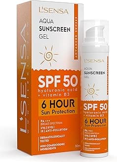 Sunscreen SPF 50 for Oily Skin, Anti-Tan, Waterproof Sun cream, 1% Hyaluronic Aqua Gel, Free from Oxybenzone, For Oily, Combination & Ace Prone Skin, Make-Up Friendly For Women & Men, 50Gram