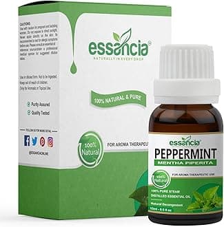 essancia - NATURALLY IN EVERY DROP Peppermint Essential Oil For Healthy Skin, Hair, Scalp, Cooling & Refreshing Care For Face & Body, Rats Repellent, Pure & Therapeutic Grade Essential Oil. (15Ml)