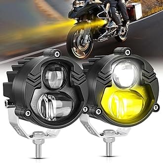 Nilight Motorcycle Driving Lights 2.7 inch White Amber Spot Beam Fog Light LED Pods IP67 Waterproof Auxiliary Offroad Lighting for Motorbike Dirt Bike e-Bike Scooter Snowmobile ATV UTV SUV Truck