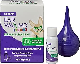 eosera Ear Wax MD Kit - Fast-Acting Ear Wax Dissolving Drops, 15mL and Rinsing Bulb Kit | Breaks Down & Dissolves Wax in One Treatment | Clinically Proven, Gentle, Safe | Doctor-Recommended I Age 2+