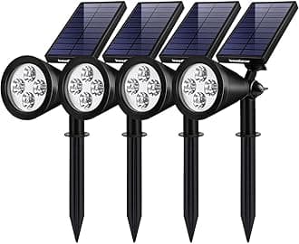 Innogear Upgraded Solar Lights 2-In-1 Waterproof Outdoor Landscape Lighting Spotlight Wall Light Auto On/Off For Yard Garden Driveway Pathway Pool, Pack Of 4 (White Light)