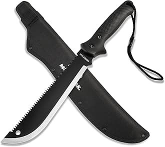 Machete with Saw, 19" Sharp Machete with Sheath, Ergonomic No-Slip Handle, Machetes for Bushcraft, Outdoor Hunting, Garden Cutting Trees and Yard Work
