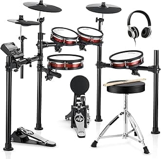 DonnerDED-200 MAX Electronic Drum Set with Industry Standard Mesh Heads, 10'' Snare, 10'' Tom3, 12'' Crash, 450+ Authentic Sounds for Optimal Performance and Feel NEW