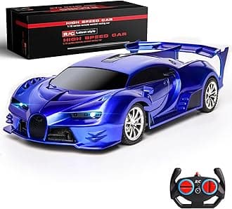 Remote Control Car 1/18 High Speed RC Cars Toys for Boys Girls Vehicle Racing Hobby with Headlight Xmas Birthday Gifts for Kids (Blue)