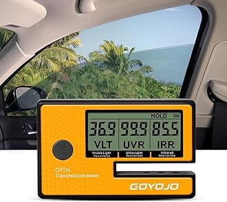 Labs Tint Meter Works on Side Windows, Digital Tint Solar Film Car Transmission Meter with Automatic Calibration, 3-in-1 Solar Film Meter VL UV IR Detection, for Automotive Window Tint Shop Stay Legal