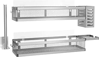 PUSDON Metal Wall Hanging Basket 2 Packs DIY Suitable for Multiple Scenes - Large Silver Grey Netting Suit