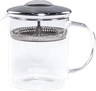 - Ethoz® by Planetary Design Glass Tea Brewer – Premium Loose-Leaf Infuser, Borosilicate Chamber, Stainless Steel Strainer, 14 fl.oz. / 400 mL, Minimalist Design, Sustainable & Easy to Clean