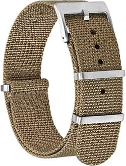 BISONSTRAP Nylon watch strap for men, one-piece military bracelet, 18 mm, 20 mm, 22 mm