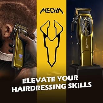 SUPRENT Professional Hair Clippers for Men - High Torque Brushless Motor with Diamond-Like Carbon Coating Ceramic Blade, Cordless Hair Clippers Set with Charging Base (Gold)